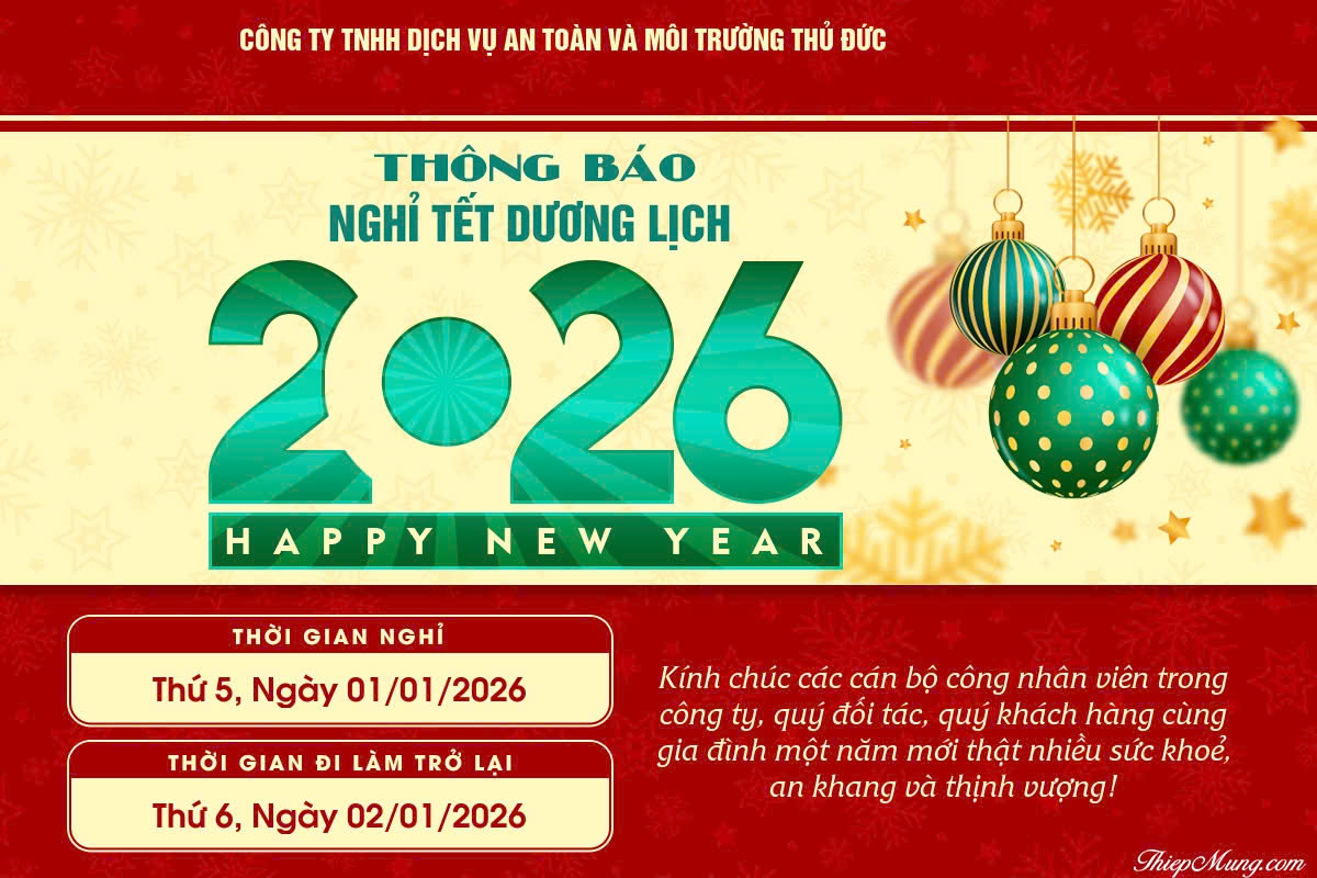 THÔNG BÁO NGHỈ TẾT DƯƠNG LỊCH NĂM 2026